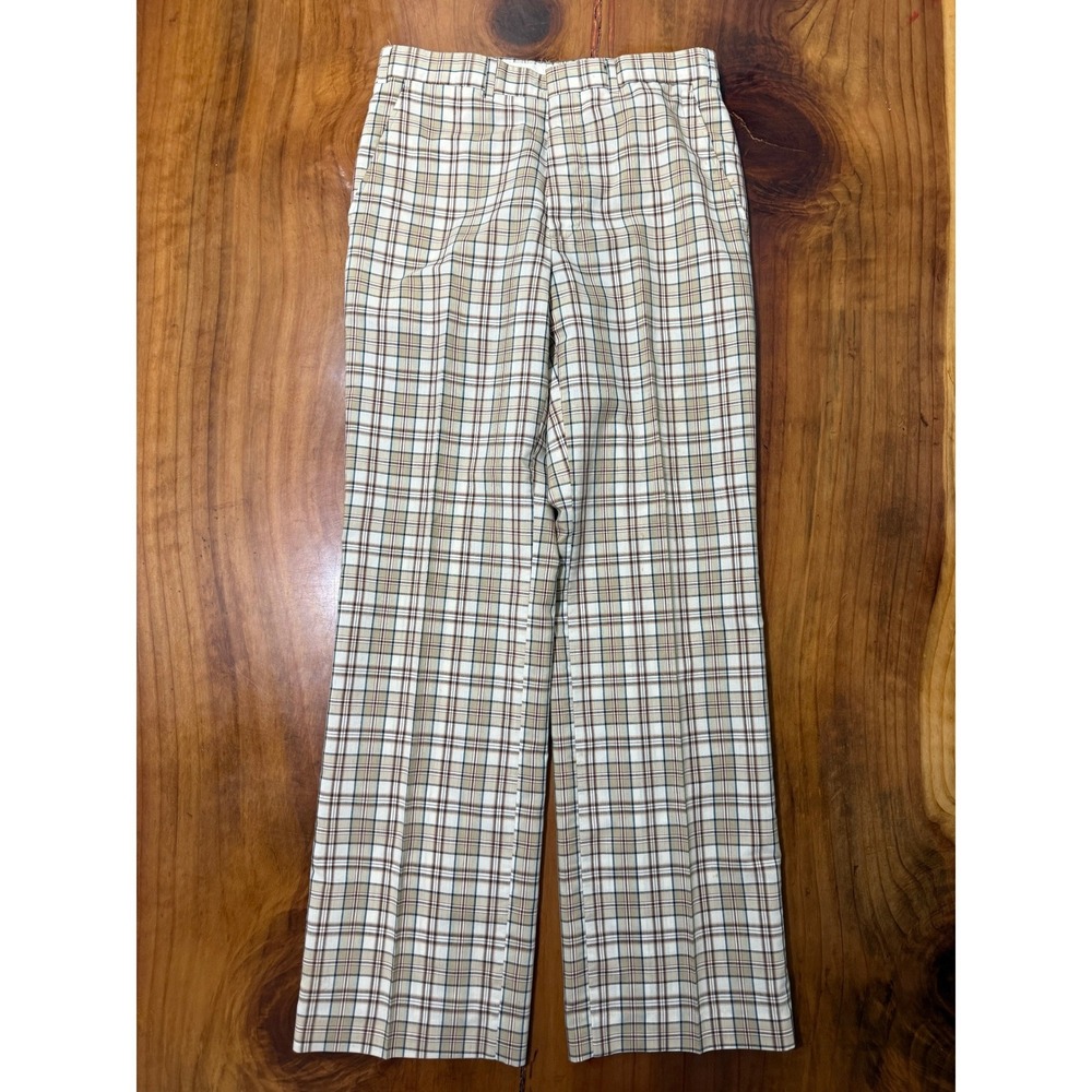 Vintage 70's Focus Men's Pants 30 x 31.5 Plaid Cotton Lightweight Straight M12